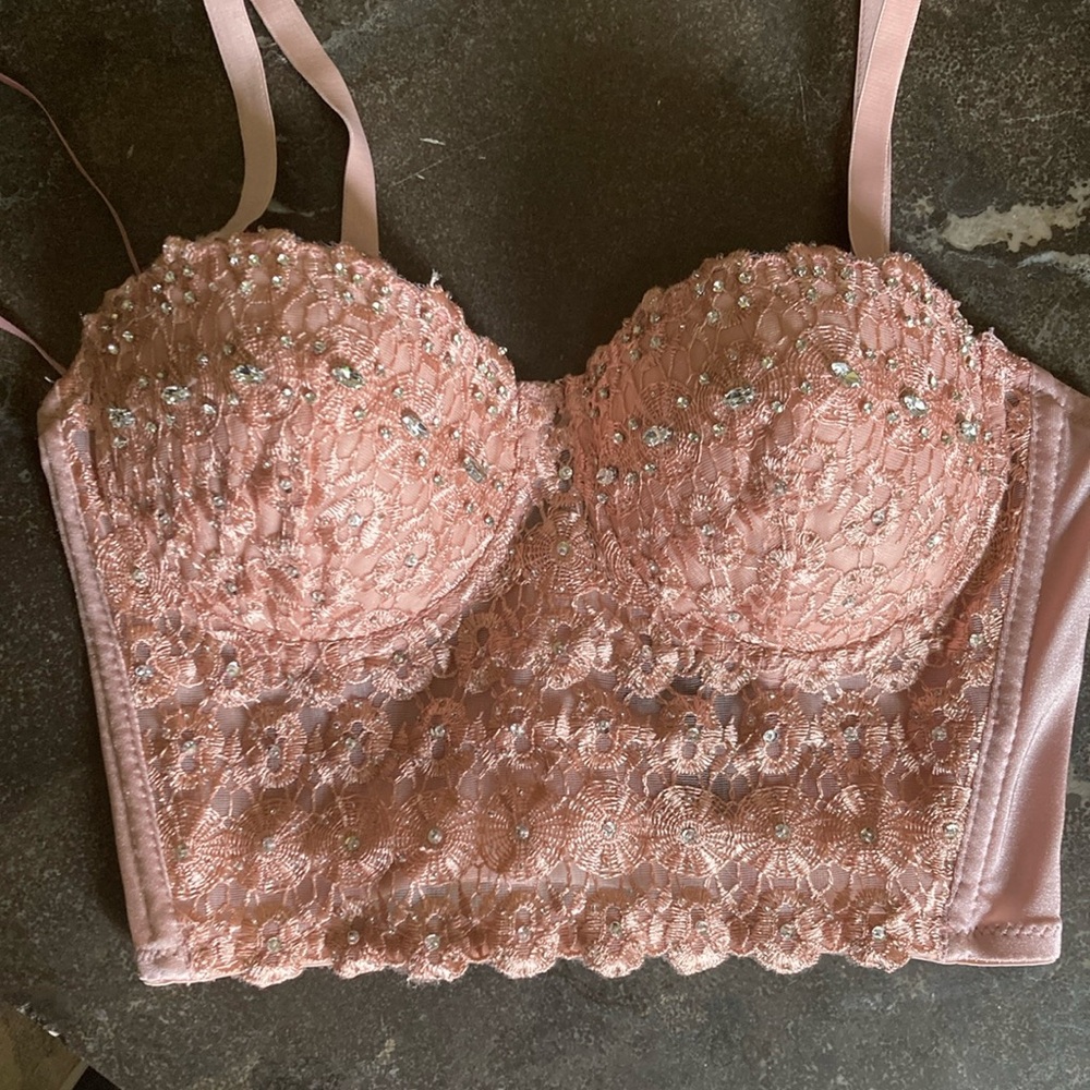 Lace & Gems Bustier with adjustable straps